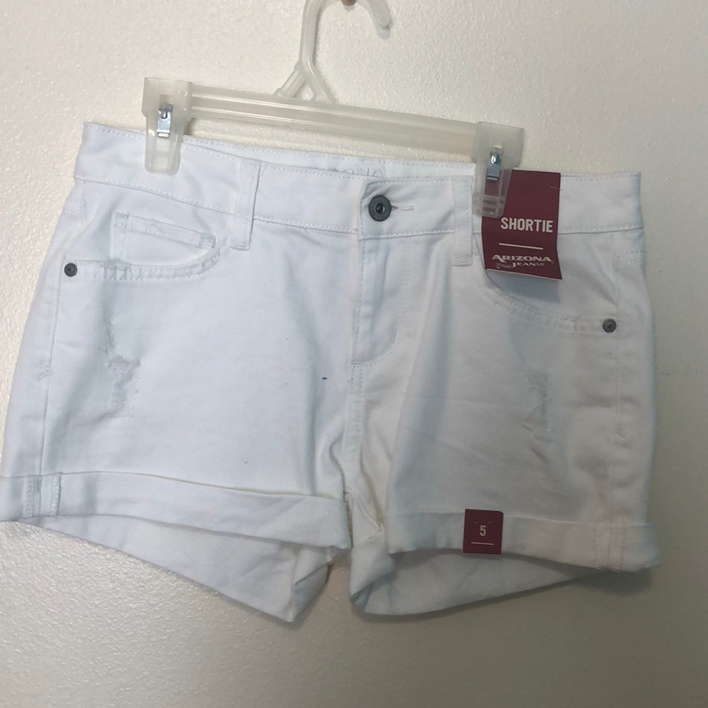 White denim shorts